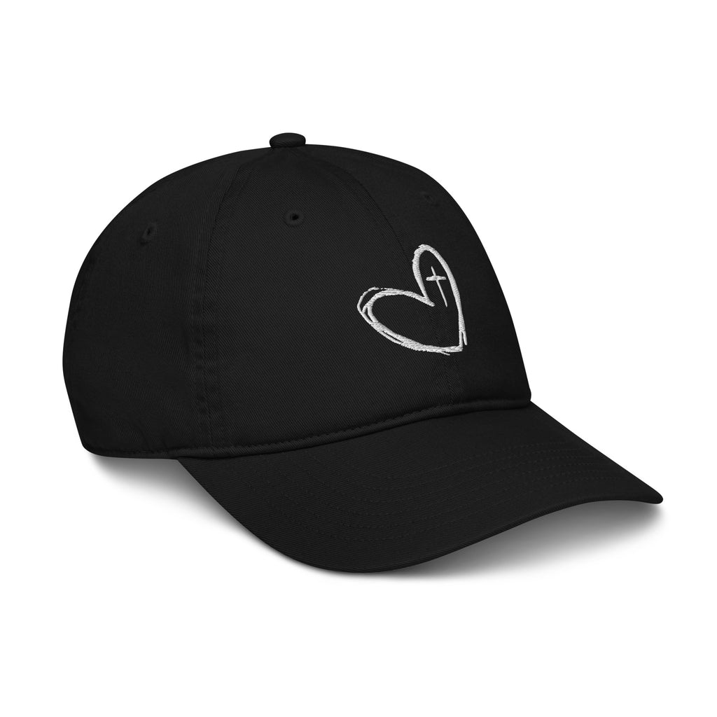Fear Not women's organic cotton embroidered hat in black - close up