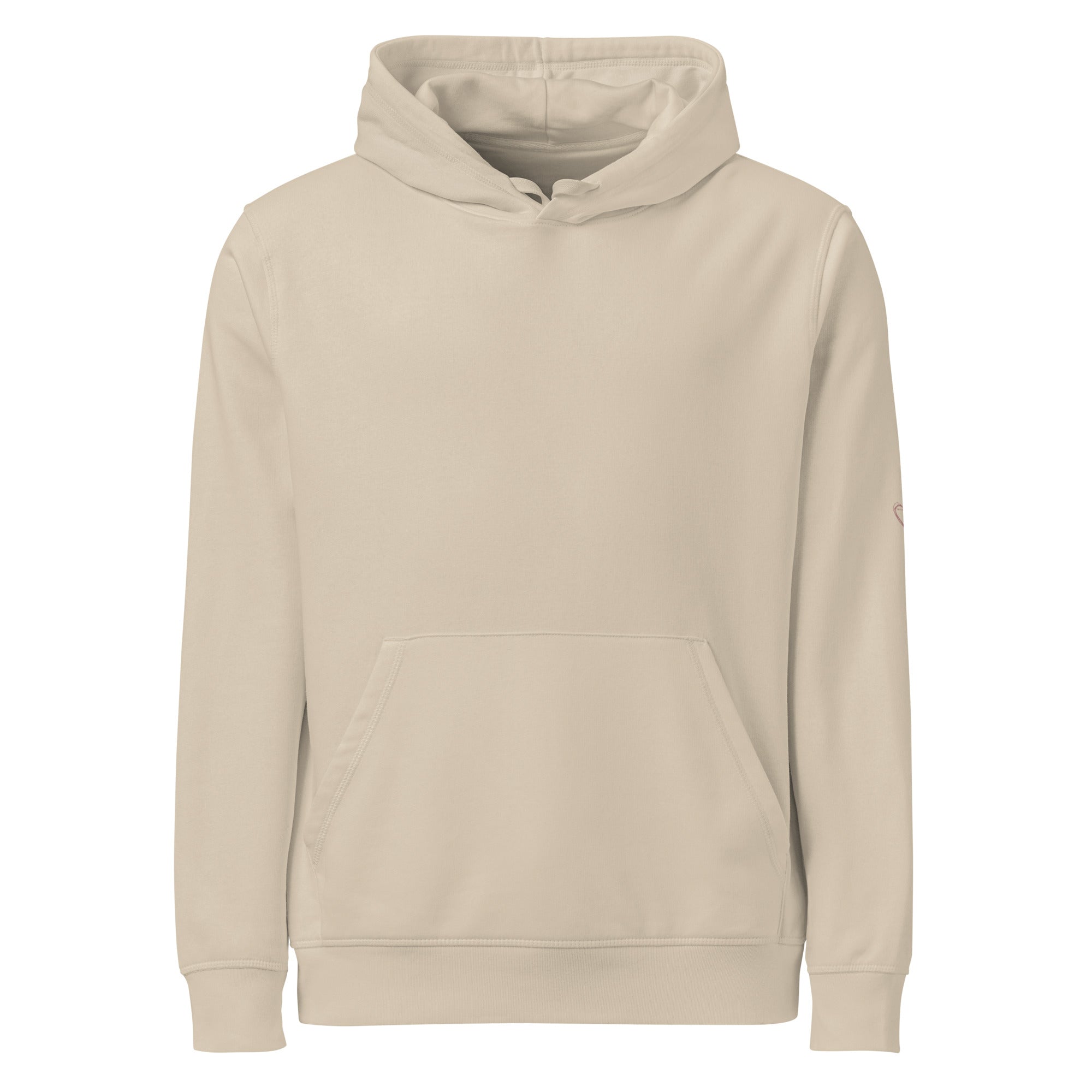 Women's Blessed Is She organic Christian hoodie in desert dust -front view