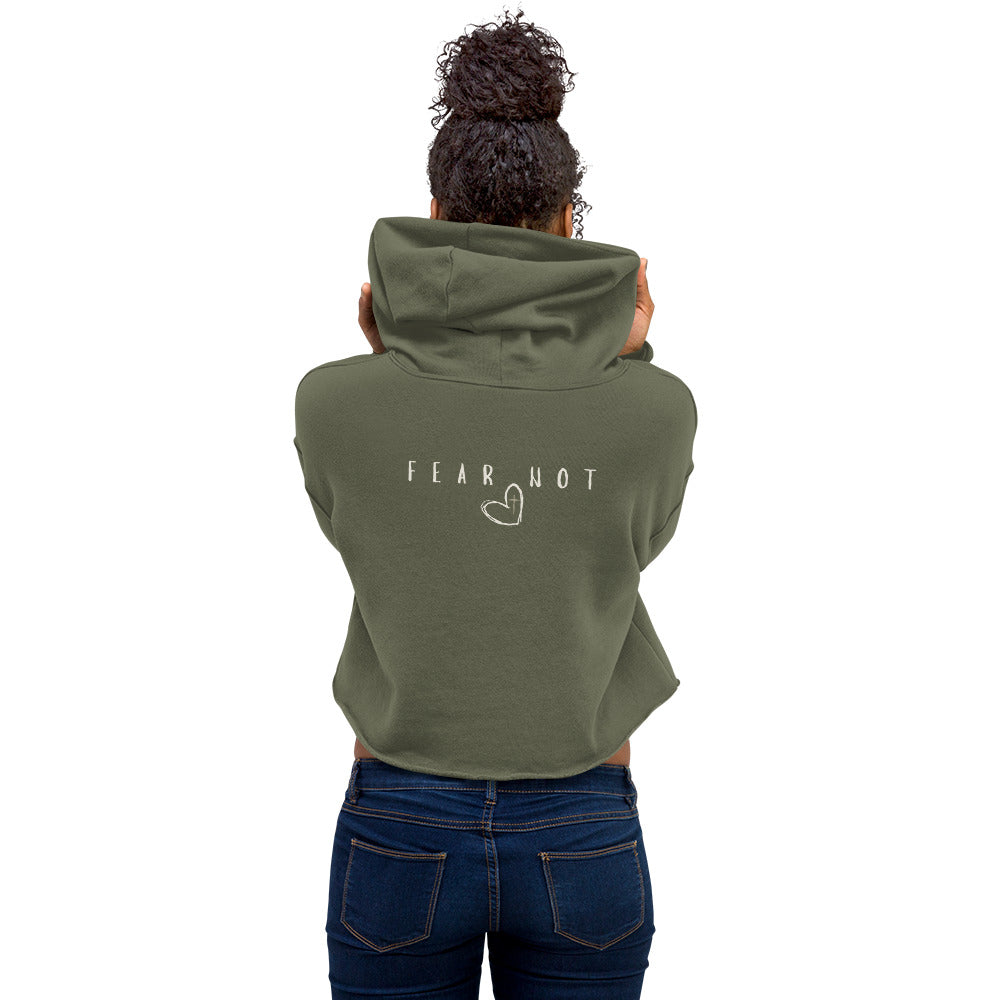 Women's Fear Not crop hoodie in Army Green