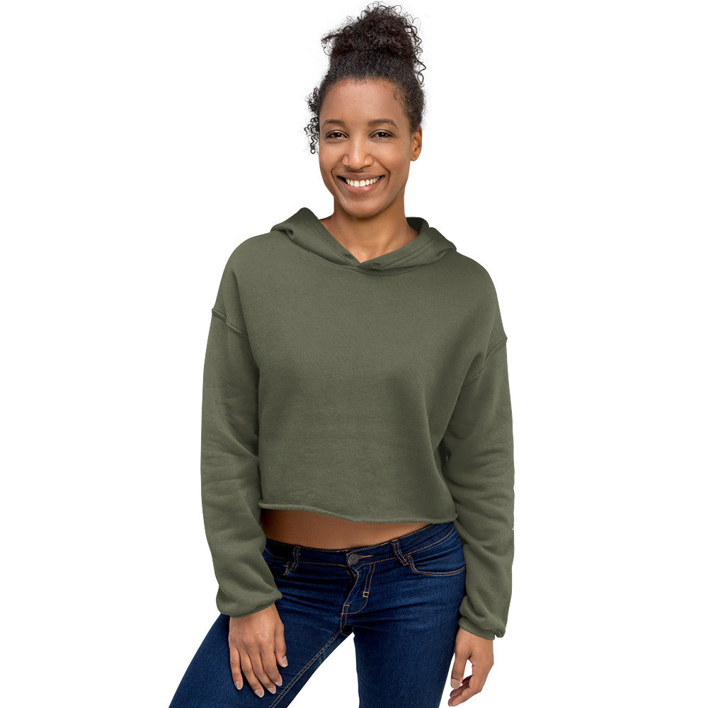Women's Fear Not crop hoodie in Army Green