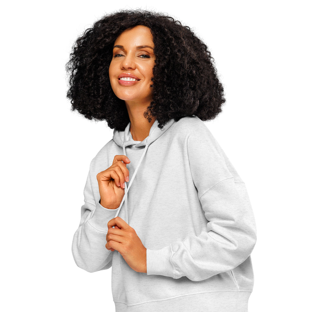 Women's Faith Over Fear signature Christian hoodie in Cool heather grey front view