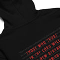 Youth Isaiah 40:28-31 Christian hoodie in Black - back view